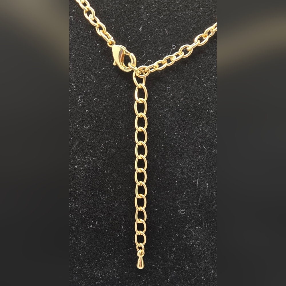 Statement Glass Crystal Necklace Ruby Red & Gold … - image 3